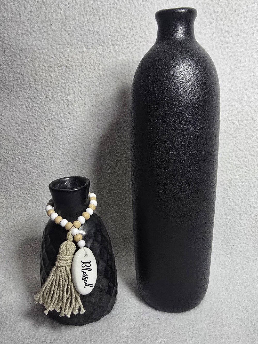 Black Decorative Ceramic Vases Set - Modern Home Accents